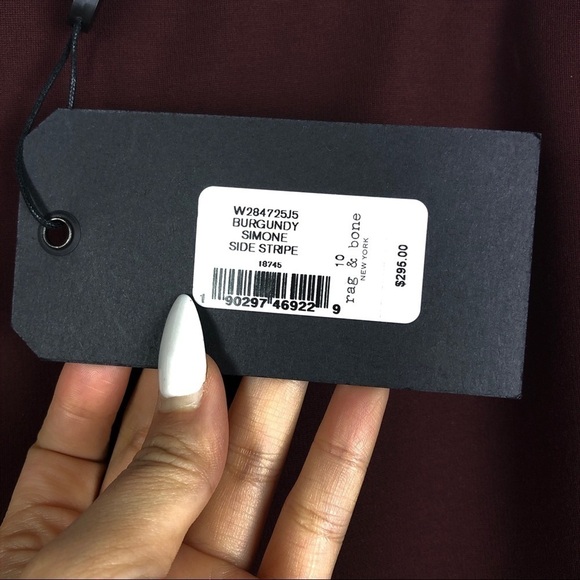 NWT rag & bone Simone Side Striped pants in Burgundy - Picture 6 of 11